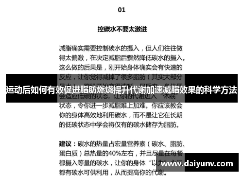 运动后如何有效促进脂肪燃烧提升代谢加速减脂效果的科学方法
